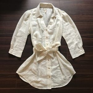 Anthro Linen/Cotton Gold Metallic Thread Blouse 6